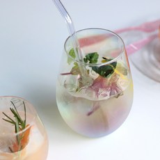 COZY TABLE 神秘極光稜鏡全息玻璃杯 素面高球杯 520ml, 透明, 4個