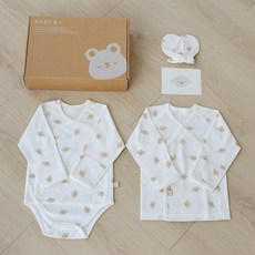 BABY&I 四季新生兒連身衣 + 上衣 + 手套 禮盒組, 1套, 萌奇