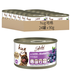 hug 哈格 Plus 主食狗罐頭, 羊肉 + 藍莓, 90g, 24罐