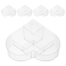 E.dot 心型分格收納盒/置物盒 PET 厚實耐用, 透明色, 5個