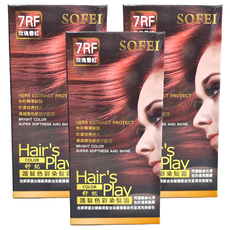 SOFEI 舒妃 護髮色彩染髮霜 7RF 50ml 2個, 玫瑰香紅, 3盒