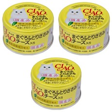 INABA CIAO 啾嚕 旨定貓罐, 鮪魚 + 雞肉 + 起司, 85g, 3罐