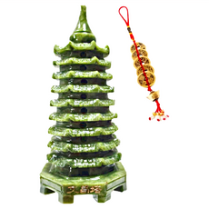 養慧軒 天然青玉河南玉雕大文昌塔 九層 18cm, 青玉, 1個