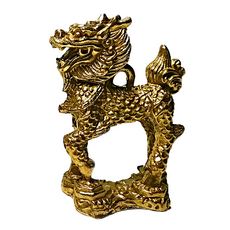 養慧軒 銅鎏金 擺飾 附紅繩綁線 2個, 麒麟踩八卦 金色, 1組