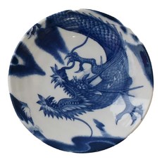 佐和陶瓷 皿 日本制 (16.3 x 3cm), 藍繪飛龍 藍色, 1個