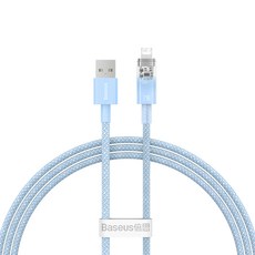 Baseus 倍思 探索者系列 智慧溫控快充傳輸線 USB-iPhone 2.4A, 1m, 1條, 藍色