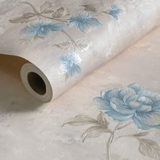 WE CHAMP 環保無紡布自黏式壁紙 WTB-996, 浪漫花語藍