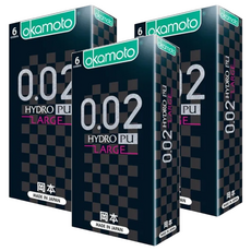 okamoto 岡本 0.02水性聚氨酯大碼 衛生套, 3盒, 6入