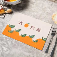 防水防油隔熱皮革餐墊, 30 x 45cm, 大吉大利, 1個