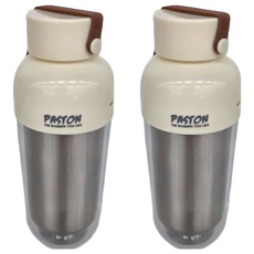 PASTON 多彩創意不鏽鋼雙層隨身杯 28 x 21 x 16cm 200g, 焦糖咖, 425ml, 2個