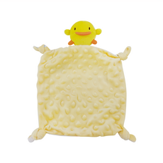 PiYOPiYO 黃色小鴨 逗趣響鈴雙面安撫巾, 黃色, 1個