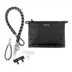 TOTU 拓途 FB-2系列 多功能防潑水時尚運動掛繩收納包 收納包 + 手機掛繩 2個 + 夾片組 2組, 黑色, 1組