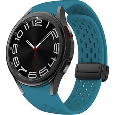 HAMATE Galaxy Watch 多孔磁吸扣矽膠錶帶, 藍綠, 1個