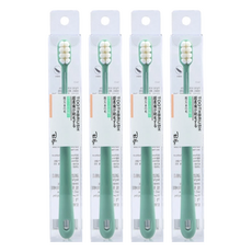 超柔密絨感萬根八束型成人牙刷 防霉牙刷 215 x 30 x 23mm 粉綠色, 1入, 4支