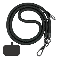 加粗手機掛繩 尼龍材質 金屬配件 繩粗約1.2cm, 經典黑, 1組