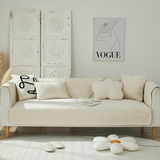 好物良品 4季通用厚感雪尼爾親膚系列 立體防滑刺繡沙發墊組合 4人座