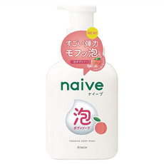 Kracie 葵緹亞 naive 娜艾菩 蜜桃保濕 沐浴泡泡 通過敏弱性測試, 500ml, 1瓶