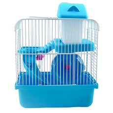 雙層鼠籠小城堡 靜音轉輪 防滑底盆設計, 藍色, 1個