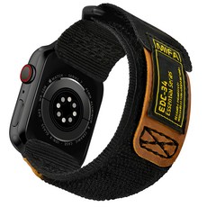 加拿大 Mifa Apple Watch 戰術尼龍混搭真皮皮革運動錶帶 EDC-34, 黑棕色, 1個