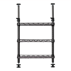 dayneeds 日需百備 頂天立地 廚房 桌上型烤漆收納架 搭45 x 20ㄇ型網片 附PP板3片, 3層, 黑色, 1個