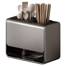 小麥購物 廚房多用途筷子桶置物架 L1427 檯面款, 1個, 槍灰色
