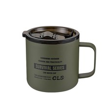 CLS 附杯蓋不鏽鋼雙層保溫杯 軍綠色 350ml, 1個