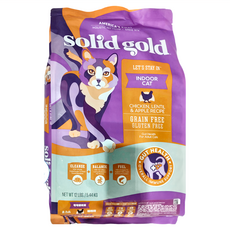 solid gold 素力高 全齡貓 宅貓天然化毛食譜乾糧 宅宅貓吃雞 無麩質, 5.44kg, 1袋, 放牧雞肉 + 扁豆 + 蘋果 + 超級食物