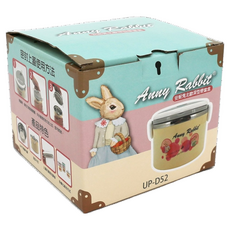 Anny Rabbit 安妮兔 北歐深型便當盒 食品級PP 304不鏽鋼內膽 密封膠圈 隱藏式拱型雙提把, 1盒, 米色