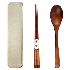 Caldo 卡朵生活 木質可攜餐具組 長勺, 原木色 + 大理石紋色, 1組