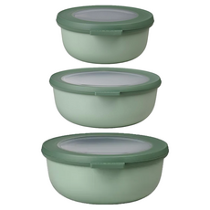 MEPAL 圓形密封保鮮盒3件組 鼠尾草綠, 3個容器及相配的蓋子, 1組