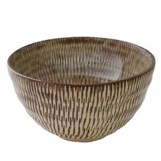 佐和陶瓷 日本製 陶瓷碗 13.5cm寬 8cm高 550mL, 彫紋刷毛 棕色, 1個
