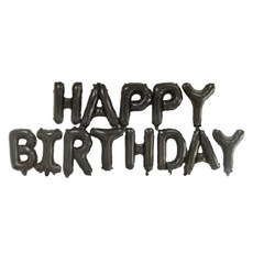 生活King 可懸掛生日快樂字母氣球 HAPPY BIRTHDAY, 黑色, 1組