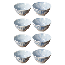 NICOTT 陶瓷餐碗 4人組 湯碗400ml*4個+飯碗300ml*4個, 湯碗 400ml*4個+ 飯碗 300ml*4個, 藍色, 1組