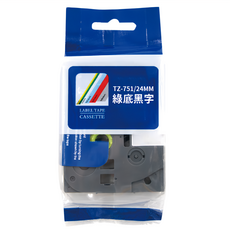 NEXTPAGE 台灣榮工 護貝標籤帶 TZ-751 24mm Brother適用, 8m, 綠底黑字