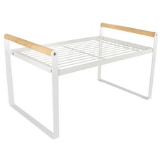 Homely Zakka 日式簡約木質藝鐵多功能分層置物架/湯鍋隔層收納架, 白色, 1個