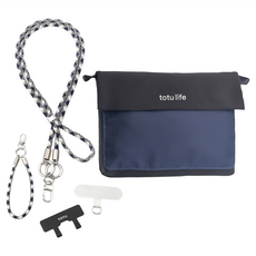 TOTU 拓途 FB-1系列 多功能防潑水時尚運動掛繩收納包 手機掛繩 + 夾片組, 藍色, 1組
