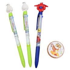heemangnote 迪士尼 大英雄天團造型 0.5mm三色筆 + 紙膠帶 款式隨機, 多色, 1組