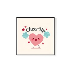 菠蘿選畫所 Cheer Up APLS4447G 40 x 40cm 畫框 可愛心形圖案 居家裝飾壁掛, 金色