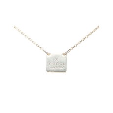 구찌 중고 2000-2015 스털링 실버 스퀘어 플레이트 로고 펜던트 네크리스