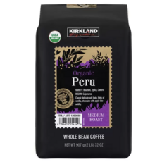 Kirkland Signature 有機 秘魯咖啡豆 中度烘焙 單品咖啡 907克, 1個, 有機祕魯咖啡豆