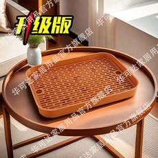 茶盤 家用水杯 客廳雙層瀝水托盤 桌面茶杯收納托盤, 1個, 三代升級加厚款 瀝水盤-香檳棕色 1個