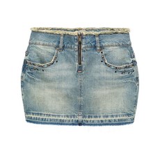 게스 프린지 챙 데님 미니 스커트