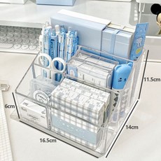 筆筒 便簽收納盒 壓克力分格筆筒 多格文具桌面收納整理盒, 1個, 5格, 透明