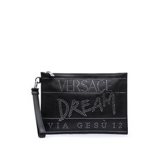 베르사체 중고 2010-2026 크리스털 장식 레더 클러치