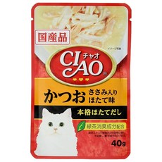 CIAO 巧餐包 鮪魚風味 雞肉絲配料 貝柱風味, 16個, 40g, 鰹魚+雞肉+干貝 IC-203