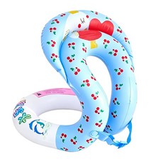 筱侶兒童游泳圈 寶寶初學充氣背心, S - 藍色 - 櫻桃 適合2 - 6歲, 1個