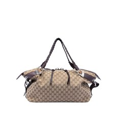 구찌 중고 2016-2025 미디엄 GG 캔버스 뱀부 바 토트 백