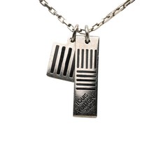 루이 비통 중고 2018 팔라듐 도금 다미에 블랙 코스튬 네크리스