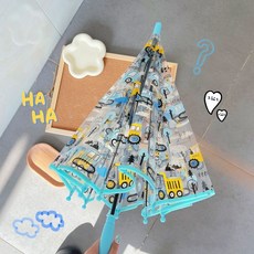 兒童雨傘男女挖土機卡通透明傘兒童傘安全小學生寶寶幼兒園長柄傘 副廠商品
