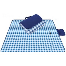 【阿瑟3C】現貨供應 大尺寸200*200cm 野餐墊 防水 收納簡單 防沾砂草 加厚可水洗 7款可選, 藍格子200*200cm